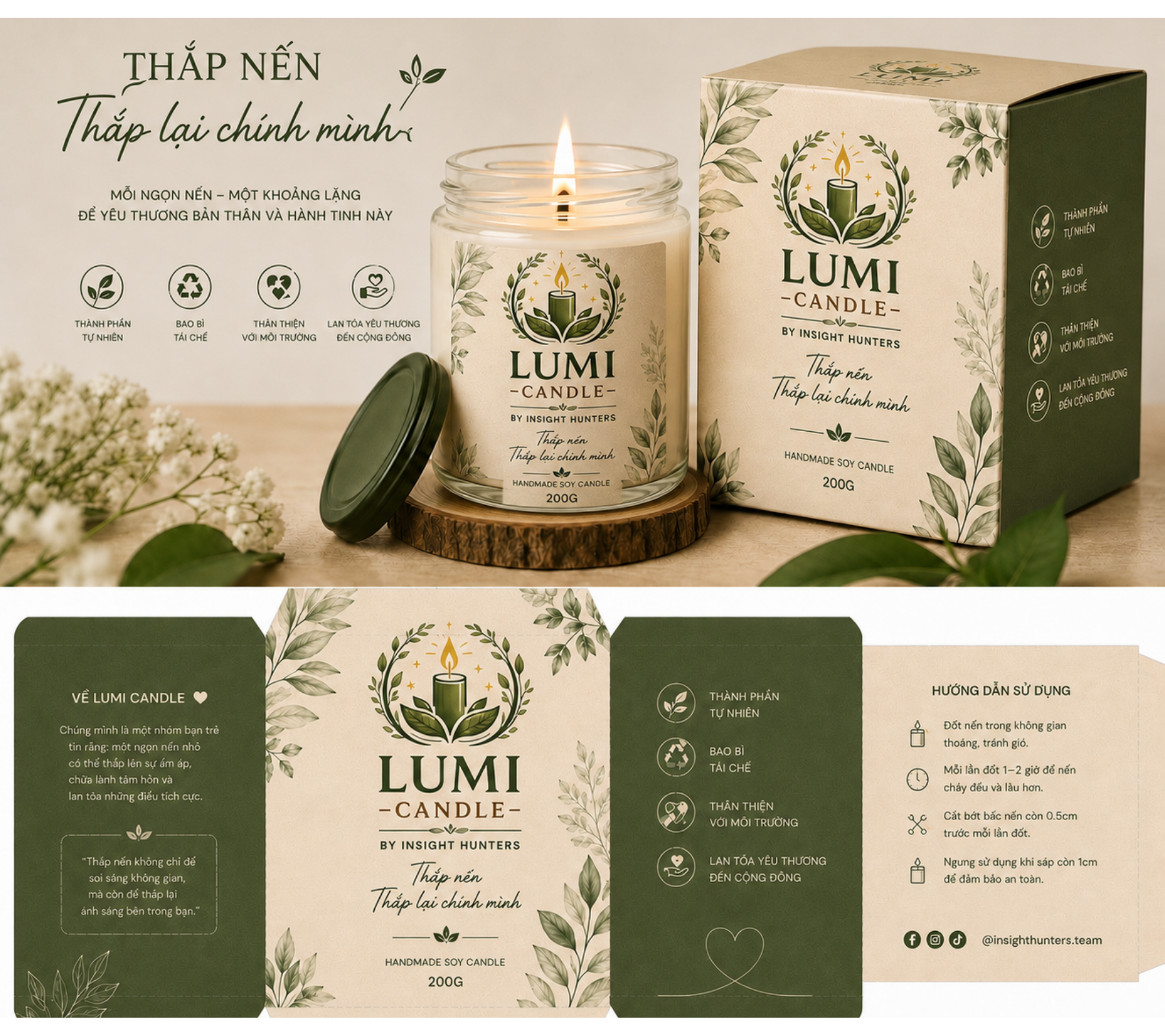 Bao bì và nhận diện thương hiệu LUMI CANDLE