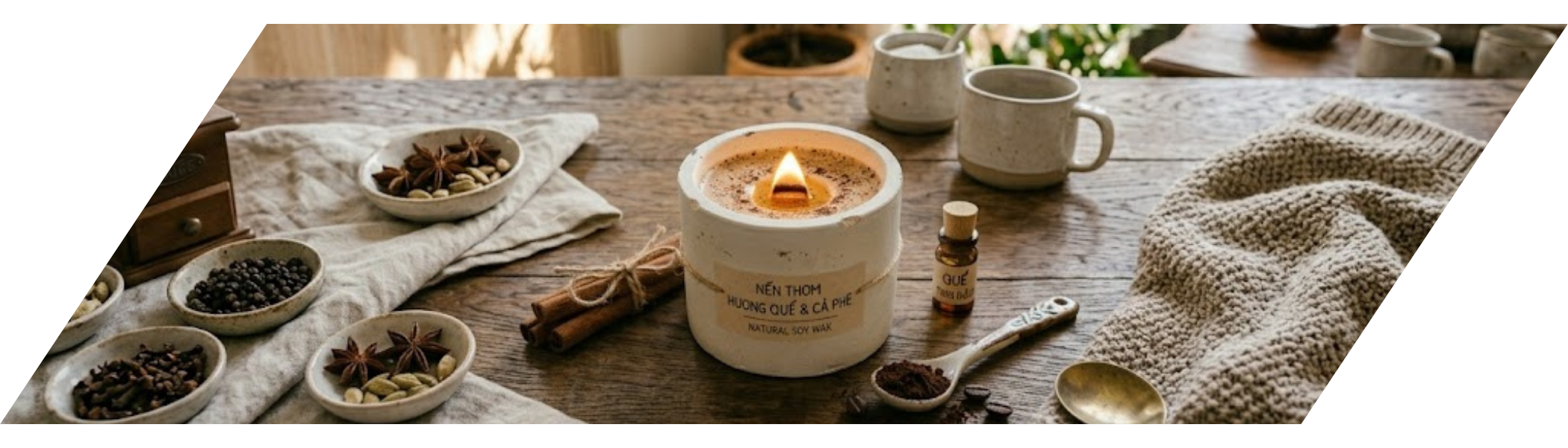 Nến thơm hương quế và cà phê — Natural Soy Wax